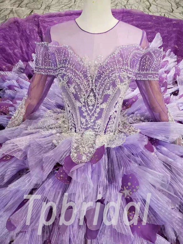 purple ball gown wedding dress 930-004