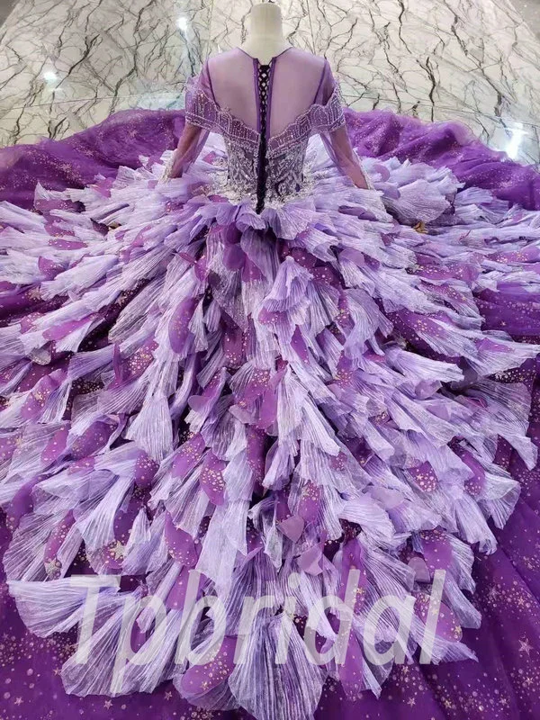 purple ball gown wedding dress 930-005
