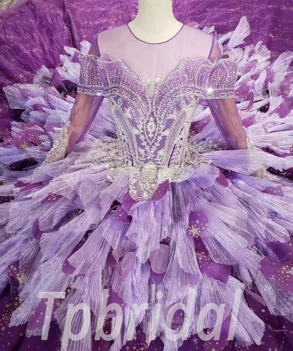 purple ball gown wedding dress 930-007