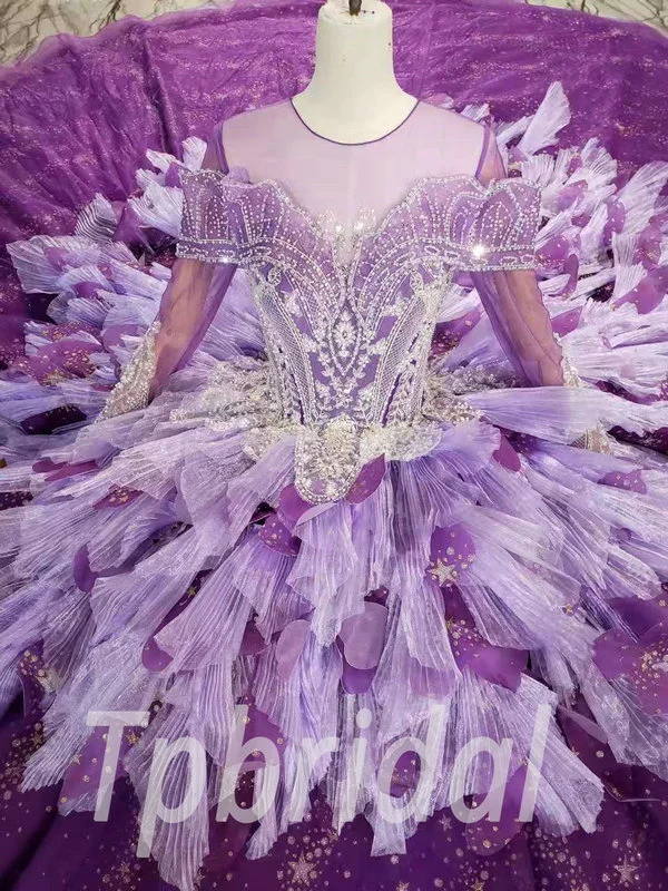 purple ball gown wedding dress 930-007