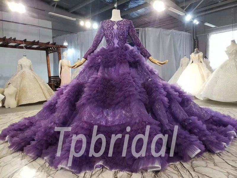 Designer Wedding Anarkali Dress Purple Colour Gown Full Set