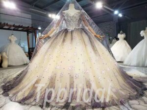 champagne and grey wedding dress 933-001