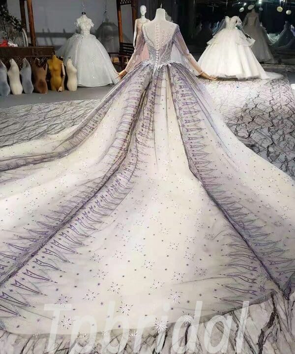 champagne and grey wedding dress 933-006