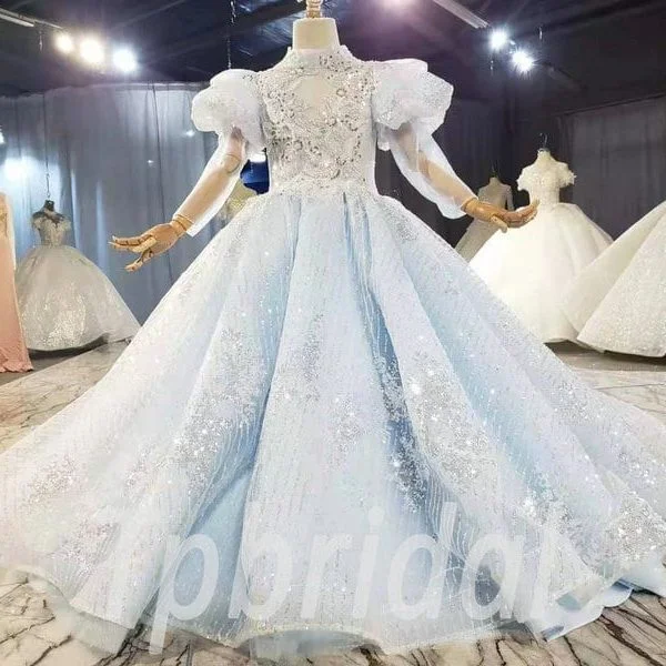 blue flower girl dress 952-001