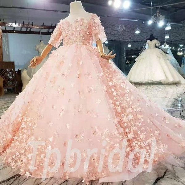Wedding Dresses For Kids Pink Ball Gown Flower Girl Dress Wholesale