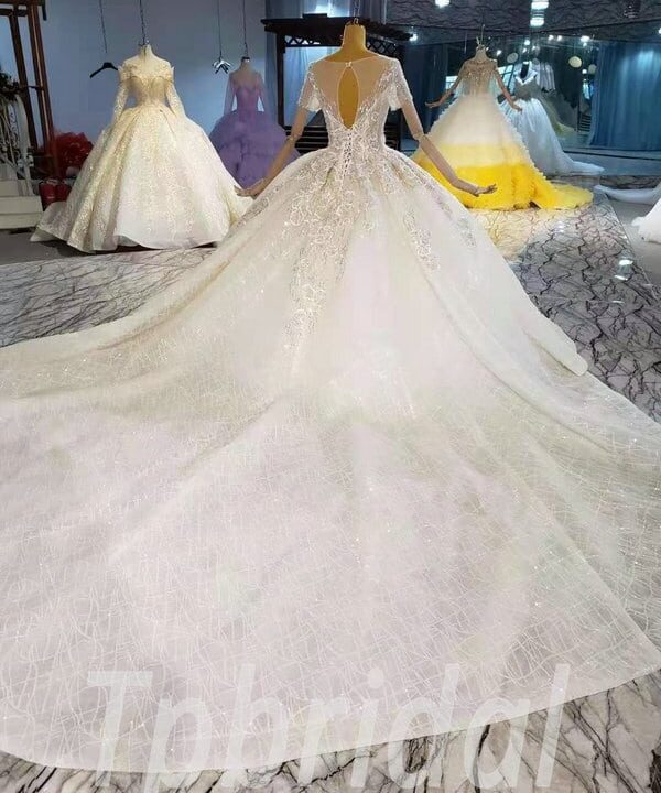 short sleeve ball gown wedding dress 942-009