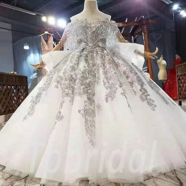 silver flower girl dresses 958-002