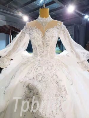 puffy sleeve wedding dress 965-002