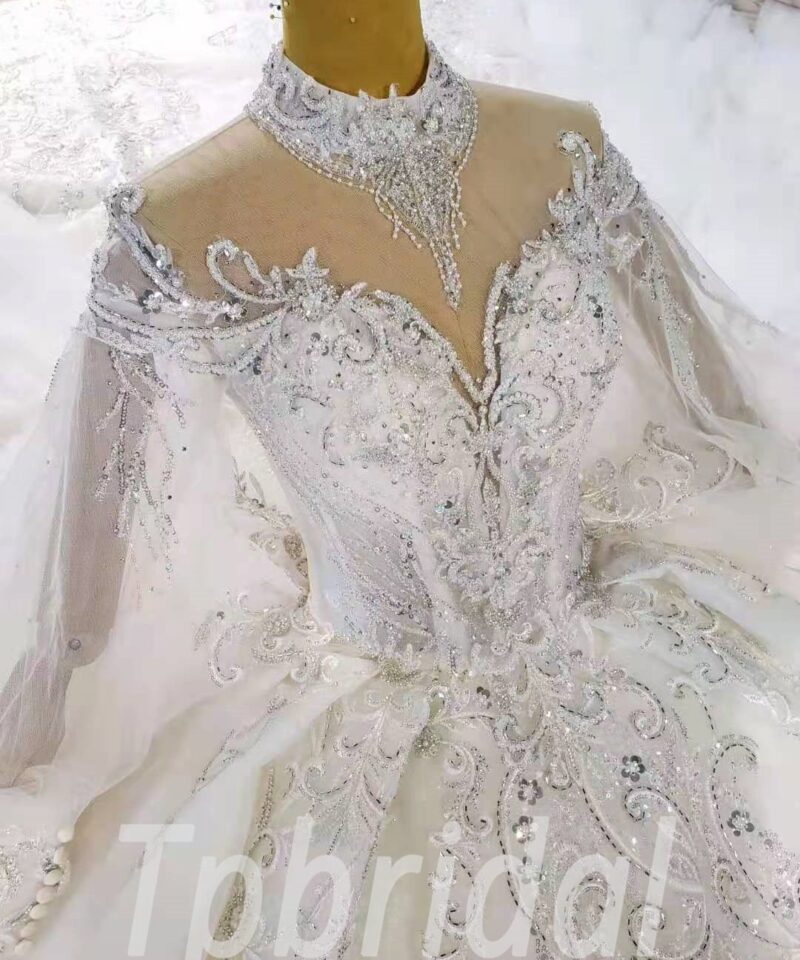 puffy sleeve wedding dress 965-007