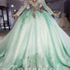 light green wedding dress 981-001