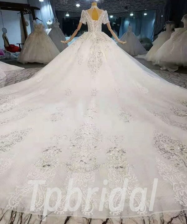 high neck wedding dress lace 992-003