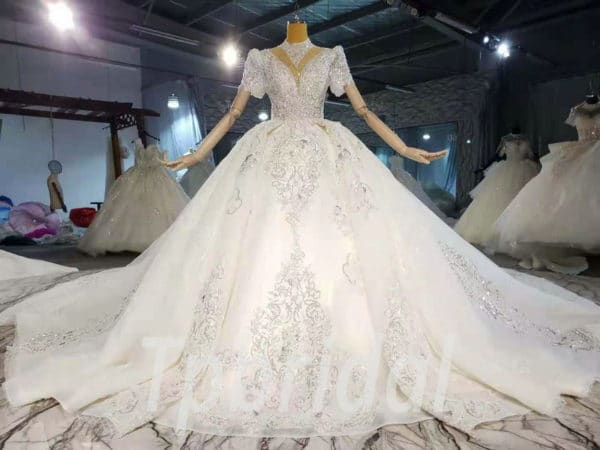 high neck wedding dress lace 992-008