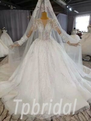 v neck a line wedding dress 993-003