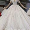 v neck off shoulder wedding dress 988-001