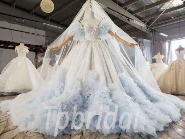 blue and white wedding dress 996-001