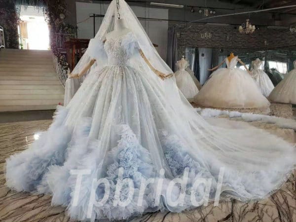 blue and white wedding dress 996-003