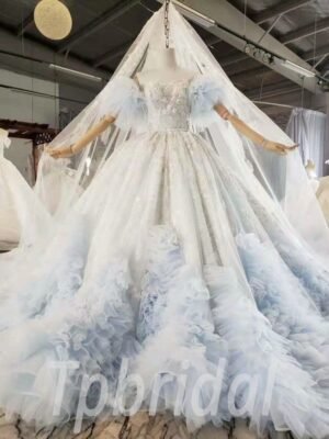 blue and white wedding dress 996-005