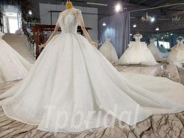 high neck beaded wedding dress 995-004