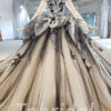 black and champagne wedding dress 1003-001