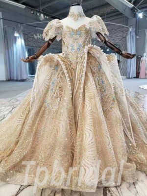 gold flower girl dress 1002-001