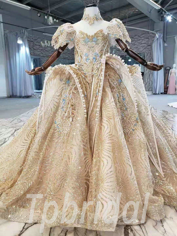 gold flower girl dress 1002-001