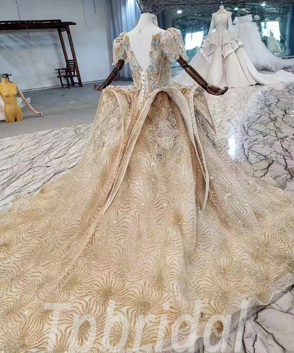 gold flower girl dress 1002-005