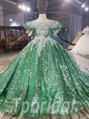 green flower girl dress 1008-001