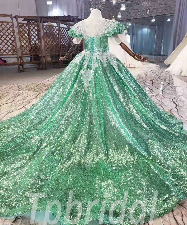 green flower girl dress 1008-006