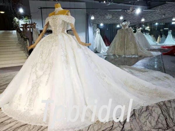 off the shoulder wedding dress ball gown 1021-005