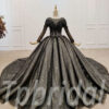 black wedding dress with sleeves 1025-005