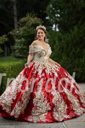 gold and red wedding dress