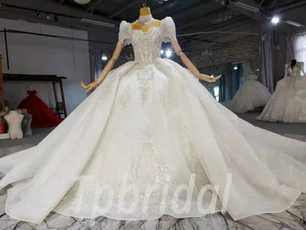 short sleeve ball gown wedding dress 1034-001