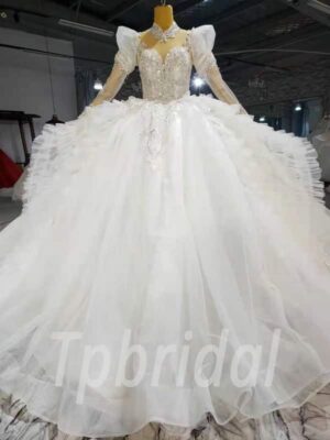 ball gown wedding dress with sleeves 1036-001