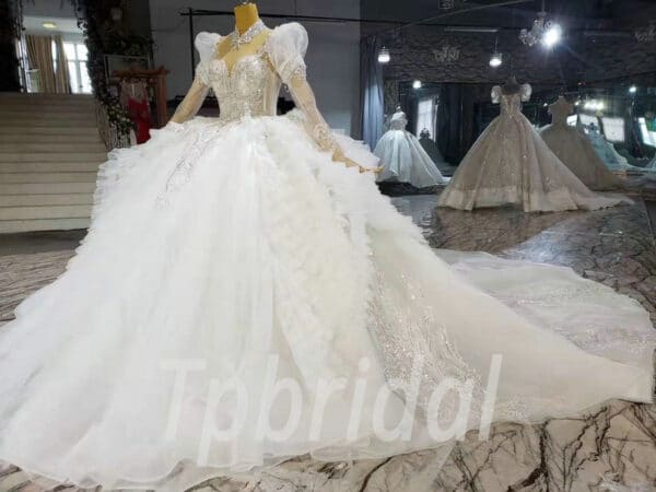 ball gown wedding dress with sleeves 1036-002