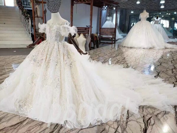 flower girl wedding dress with train 1041-004