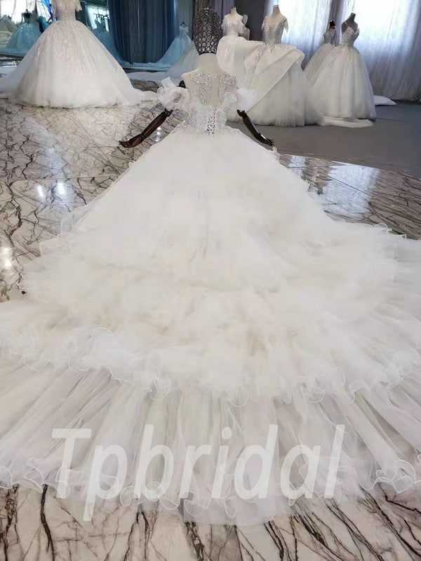 flower girl wedding dress with train 1041-005