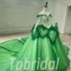 green ball gown wedding dress 1040-004