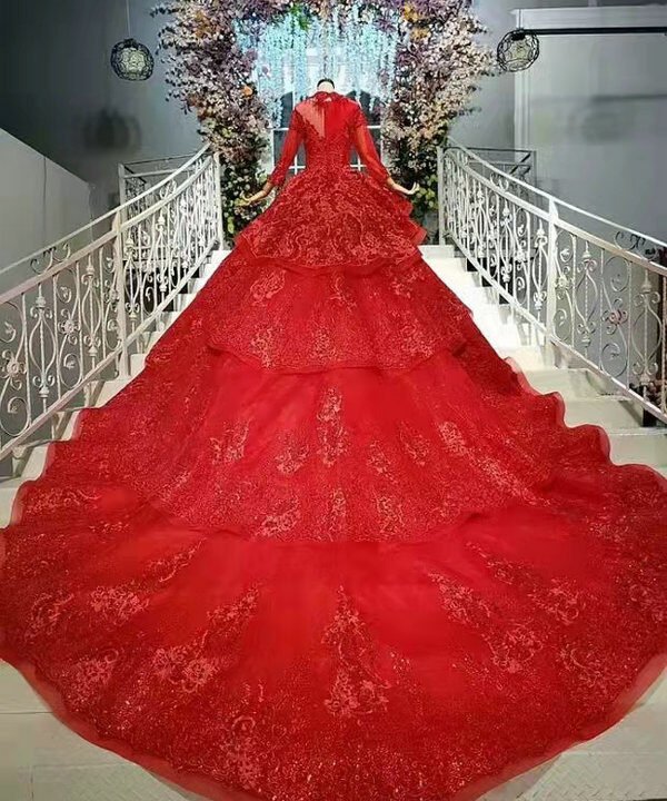beautiful red wedding dresses 1047-004