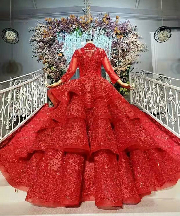 beautiful red wedding dresses 1047-005