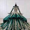 green and gold wedding dress 1042-002