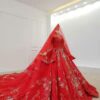 red long sleeve wedding dress 1044-003