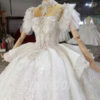 wedding dress with long tail 1053-007