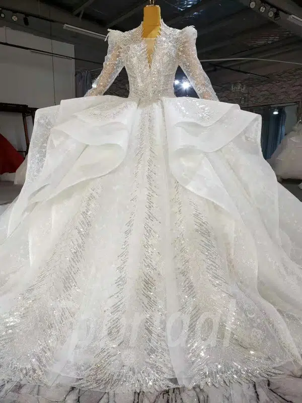 ball gown wedding dress with sleeves 1056-001