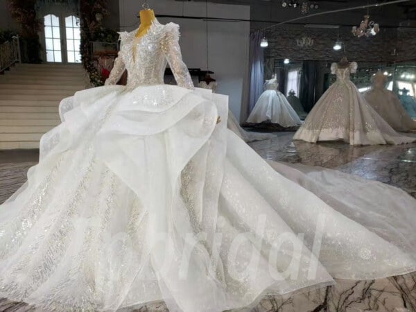 ball gown wedding dress with sleeves 1056-005