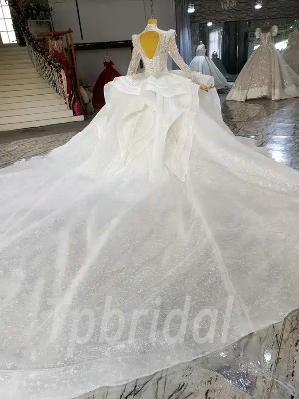 ball gown wedding dress with sleeves 1056-006
