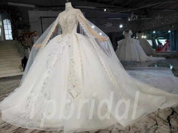 wedding dress with cape sleeves 1057-002