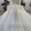 v neck ball gown wedding dress with sleeves 1061-006
