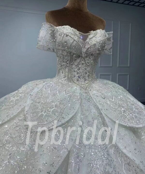 Alternative view of Bling Wedding Dress 2022 Off The Shoulder Ball Gown With Train