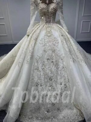 high neck ball gown wedding dress 1063-003