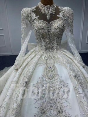 high neck ball gown wedding dress 1063-007